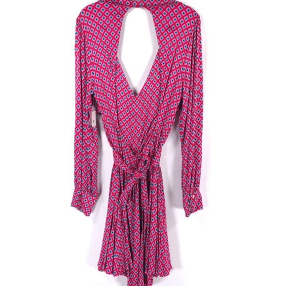 NWT Free People Women's It Takes Two Long Sleeve Mini Dress Pop‎ Combo LARGE - Picture 7 of 16